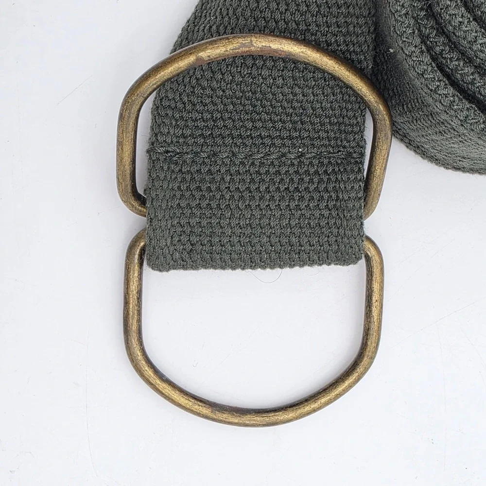 Mens Olive Green Canvas Web D-Ring Belt Military Style Size 32 Adjustable